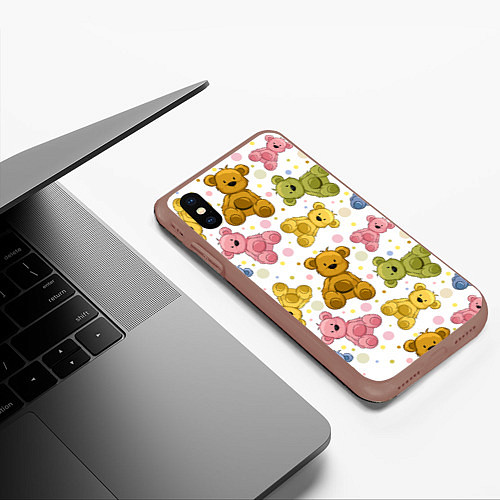 Чехол iPhone XS Max матовый Любимые медвежата / 3D-Коричневый – фото 3