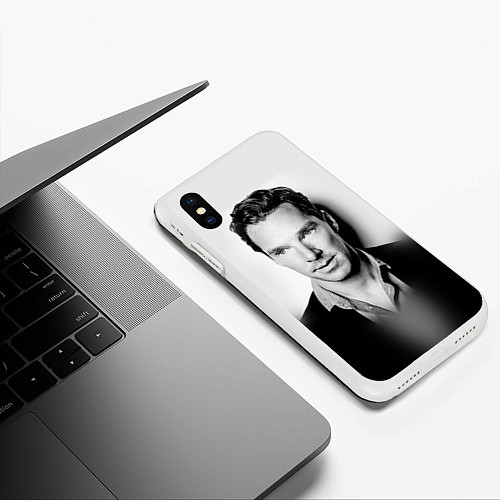 Чехол iPhone XS Max матовый Бенедикт Камбербэтч / 3D-Белый – фото 3