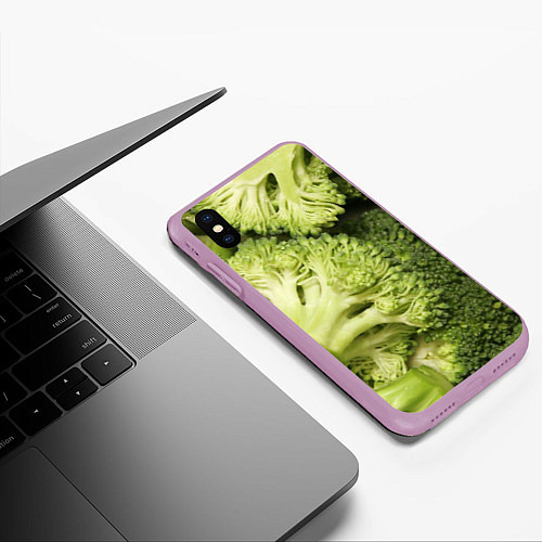 Чехол iPhone XS Max матовый Брокколи / 3D-Сиреневый – фото 3