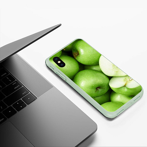 Чехол iPhone XS Max матовый Яблочная / 3D-Салатовый – фото 3