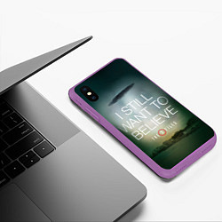 Чехол iPhone XS Max матовый I still want to believe, цвет: 3D-фиолетовый — фото 2