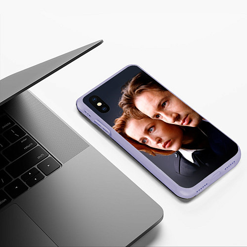 Чехол iPhone XS Max матовый Скалли и Малдер / 3D-Светло-сиреневый – фото 3