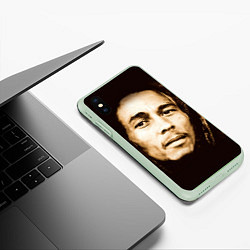 Чехол iPhone XS Max матовый Взгляд Боба Марли, цвет: 3D-салатовый — фото 2