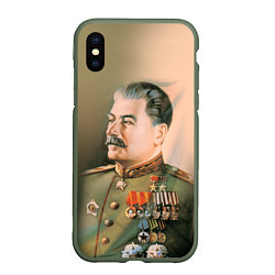 Чехол iPhone XS Max матовый Иосиф Сталин, цвет: 3D-темно-зеленый