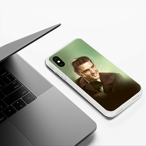 Чехол iPhone XS Max матовый Elvis Young / 3D-Белый – фото 3