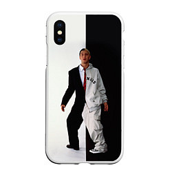 Чехол iPhone XS Max матовый Eminem: Black & White, цвет: 3D-белый