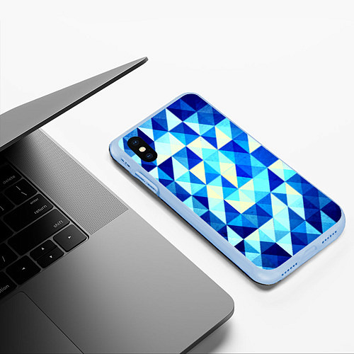 Чехол iPhone XS Max матовый Синяя геометрия / 3D-Голубой – фото 3