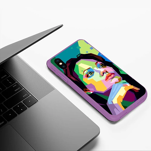 Чехол iPhone XS Max матовый Angelina Jolie: Art / 3D-Фиолетовый – фото 3