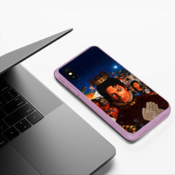 Чехол iPhone XS Max матовый Michael Jackson: Pop King, цвет: 3D-сиреневый — фото 2