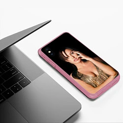 Чехол iPhone XS Max матовый Angelina Jolie, цвет: 3D-малиновый — фото 2