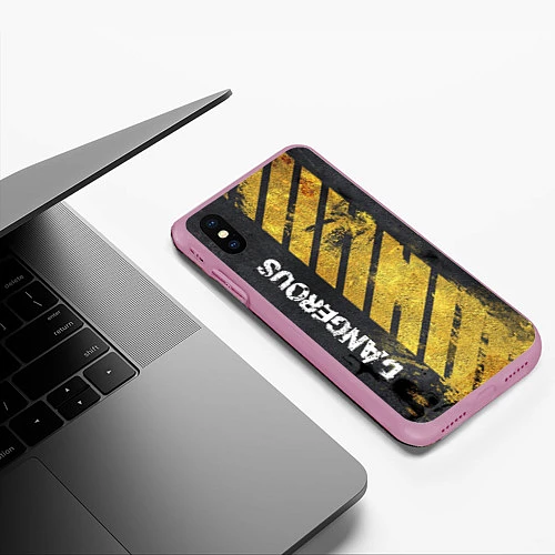 Чехол iPhone XS Max матовый DANGEROUS / 3D-Розовый – фото 3