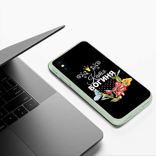 Чехол iPhone XS Max матовый Богиня Катя / 3D-Салатовый – фото 3