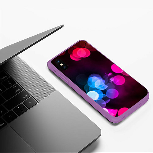 Чехол iPhone XS Max матовый Light Spots / 3D-Фиолетовый – фото 3