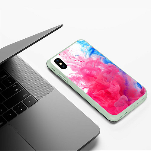 Чехол iPhone XS Max матовый Взрыв красок / 3D-Салатовый – фото 3