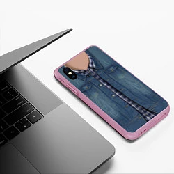 Чехол iPhone XS Max матовый Джинсовка, цвет: 3D-розовый — фото 2