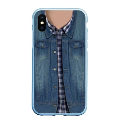 Чехол iPhone XS Max матовый Джинсовка, цвет: 3D-голубой