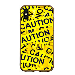 Чехол iPhone XS Max матовый Caution, цвет: 3D-коричневый