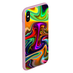 Чехол iPhone XS Max матовый Неоновые разводы, цвет: 3D-розовый — фото 2