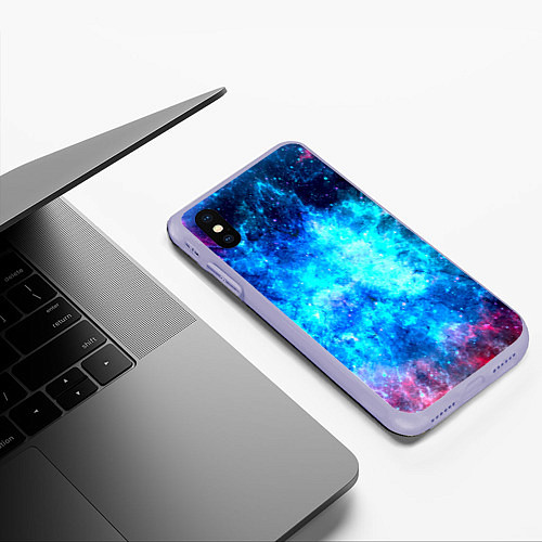 Чехол iPhone XS Max матовый Голубая вселенная / 3D-Светло-сиреневый – фото 3