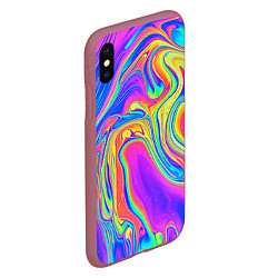 Чехол iPhone XS Max матовый Цветные разводы, цвет: 3D-малиновый — фото 2