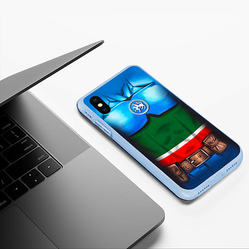 Чехол iPhone XS Max матовый Капитан Татарстан / 3D-Голубой – фото 3