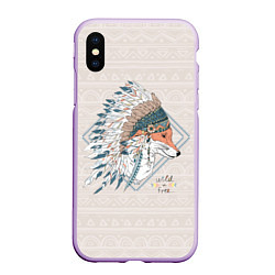 Чехол iPhone XS Max матовый Fox: Wild Free, цвет: 3D-сиреневый