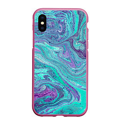 Чехол iPhone XS Max матовый Смесь красок, цвет: 3D-малиновый