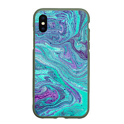 Чехол iPhone XS Max матовый Смесь красок, цвет: 3D-темно-зеленый