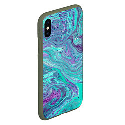 Чехол iPhone XS Max матовый Смесь красок, цвет: 3D-темно-зеленый — фото 2