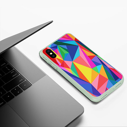 Чехол iPhone XS Max матовый Радуга / 3D-Салатовый – фото 3