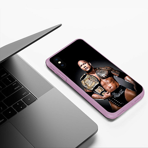 Чехол iPhone XS Max матовый Dwayne Johnson / 3D-Сиреневый – фото 3