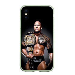 Чехол iPhone XS Max матовый Dwayne Johnson, цвет: 3D-салатовый