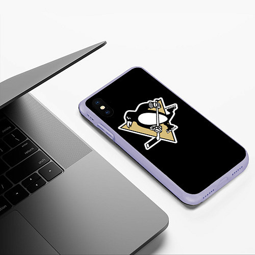 Чехол iPhone XS Max матовый Pittsburgh Penguins: Crosby / 3D-Светло-сиреневый – фото 3