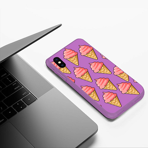 Чехол iPhone XS Max матовый Мороженки / 3D-Фиолетовый – фото 3