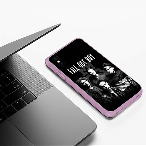 Чехол iPhone XS Max матовый Fall out boy band / 3D-Сиреневый – фото 3