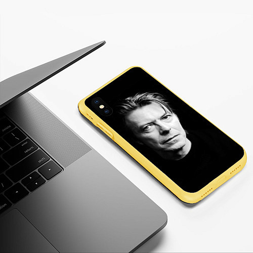 Чехол iPhone XS Max матовый David Bowie: Black Face / 3D-Желтый – фото 3