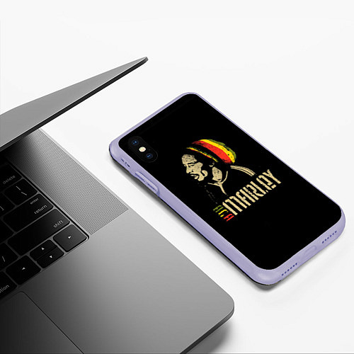 Чехол iPhone XS Max матовый Bob Marley / 3D-Светло-сиреневый – фото 3