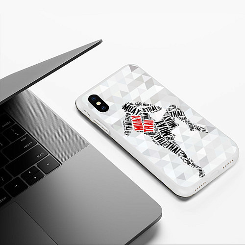 Чехол iPhone XS Max матовый Muay thai Words / 3D-Белый – фото 3