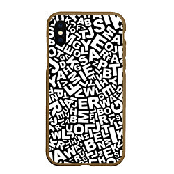 Чехол iPhone XS Max матовый Английский алфавит, цвет: 3D-коричневый
