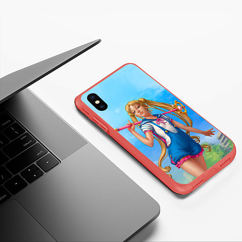 Чехол iPhone XS Max матовый Сейлор Мун / 3D-Красный – фото 3