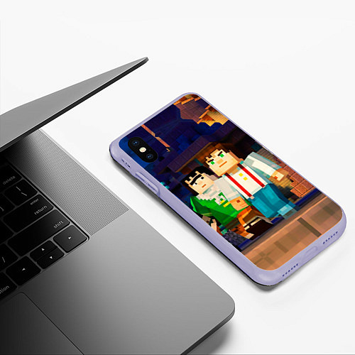 Чехол iPhone XS Max матовый Minecraft Men's / 3D-Светло-сиреневый – фото 3