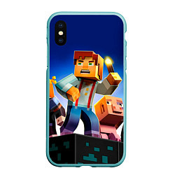 Чехол iPhone XS Max матовый Minecraft, цвет: 3D-мятный