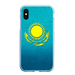 Чехол iPhone XS Max матовый Флаг Казахстана, цвет: 3D-голубой