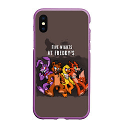 Чехол iPhone XS Max матовый Five Nights At Freddy's, цвет: 3D-фиолетовый