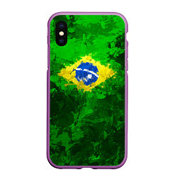 Чехол iPhone XS Max матовый Бразилия, цвет: 3D-фиолетовый
