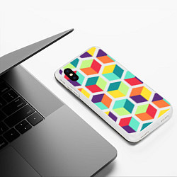 Чехол iPhone XS Max матовый 3D кубы, цвет: 3D-белый — фото 2