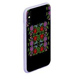 Чехол iPhone XS Max матовый Вышивка 20, цвет: 3D-светло-сиреневый — фото 2