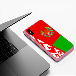 Чехол iPhone XS Max матовый Патриот Беларуси, цвет: 3D-малиновый — фото 2