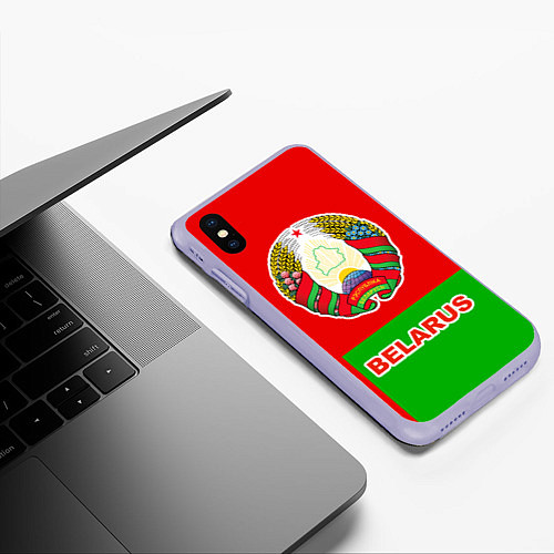 Чехол iPhone XS Max матовый Belarus Patriot / 3D-Светло-сиреневый – фото 3