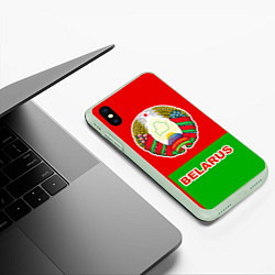 Чехол iPhone XS Max матовый Belarus Patriot, цвет: 3D-салатовый — фото 2